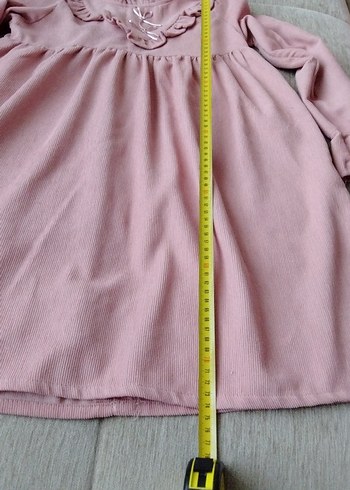 10 Yaş Beden pembe Renk 10-11 Yaş Pembe Keten Kız Çocuk Elbise Fırfırlı