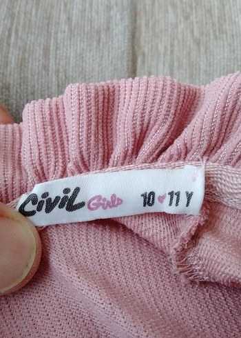 10 Yaş Beden 10-11 Yaş Pembe Keten Kız Çocuk Elbise Fırfırlı