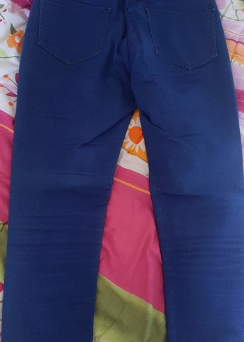 Düğmeli Mavi Kadın Denim Pantolon