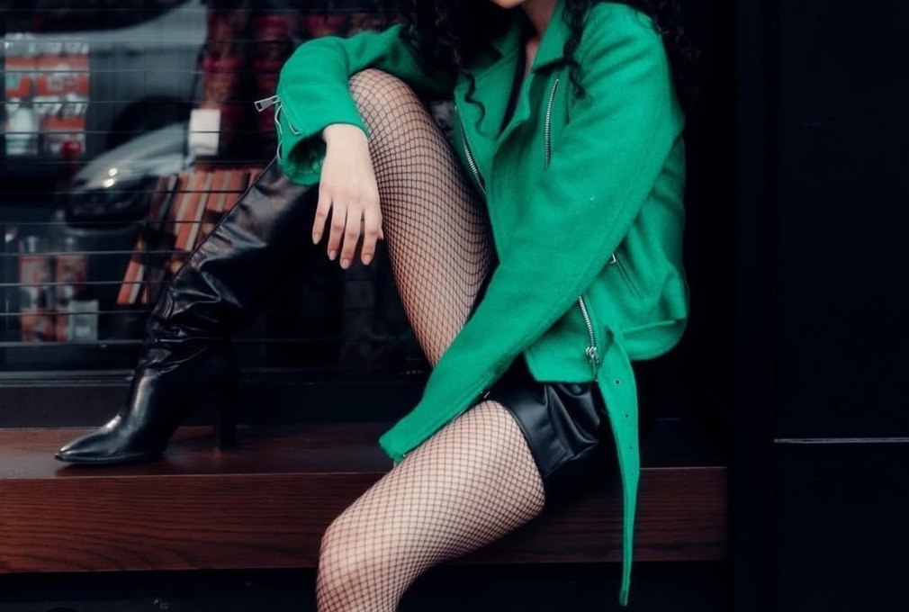 yeşil yünlü kısa çeket - Görsel 4