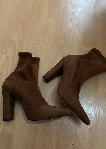 Diğer Kahverengi Süet Stiletto Topuklu Kadın Bot