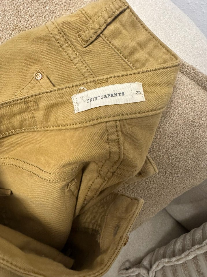 Kadın Bej Süet Kemerli Normal Boy Pantolon - Görsel 2