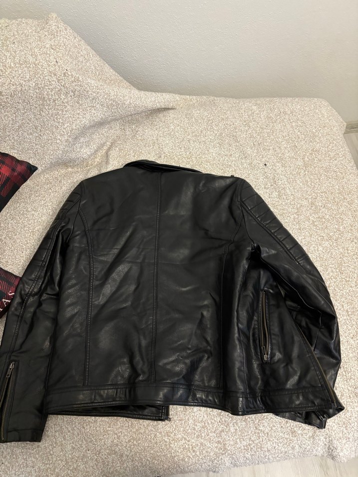 Kadın Siyah Deri Biker Ceket - Görsel 3