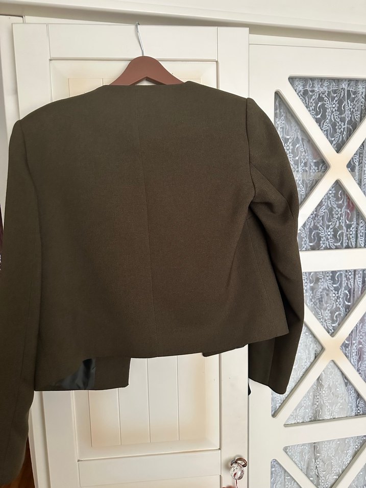 Haki Yşeil Kadın Midi Blazer Ceket - Görsel 4