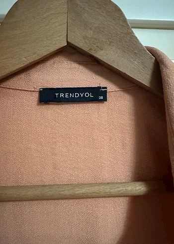 Turuncu Bohem Keten Midi Gömlek Elbise - Görsel 3