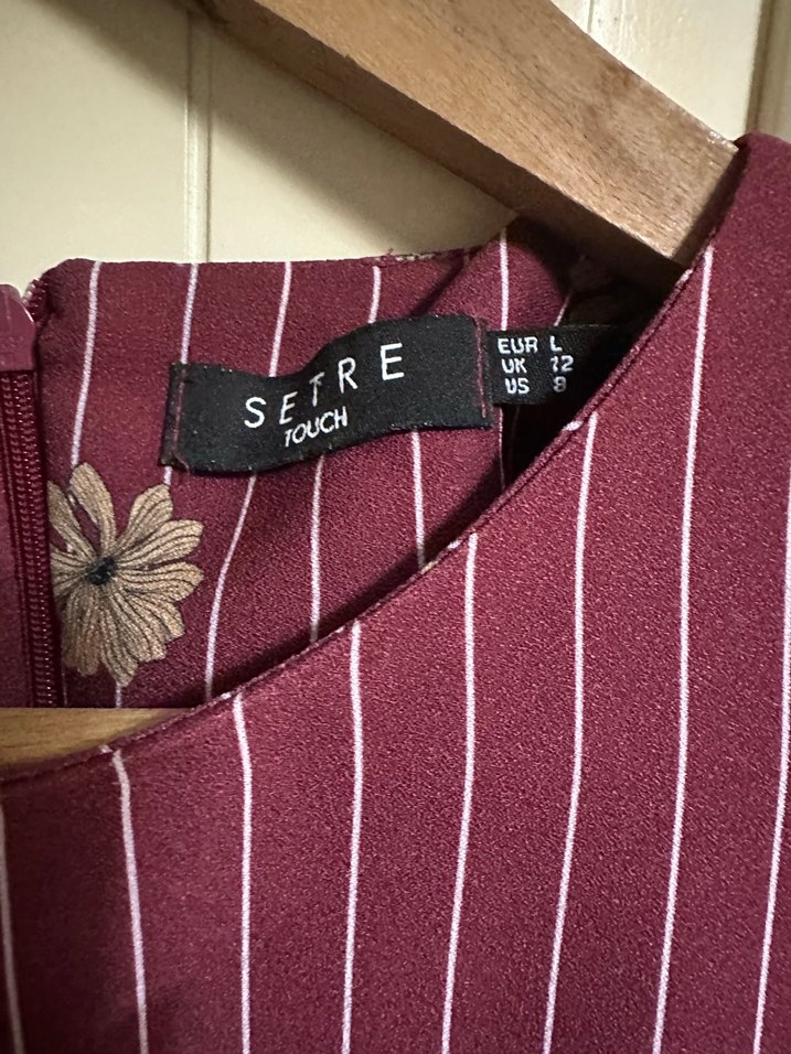 Bordo Çiçekli Bohem Elbise - Görsel 3