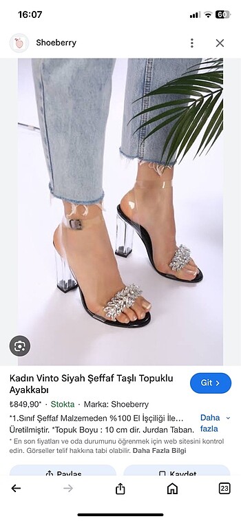 Sefaf topuklu ayakabı