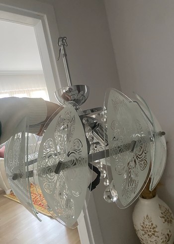 Bej ve Gri Cam Detaylı Avize - Görsel 2