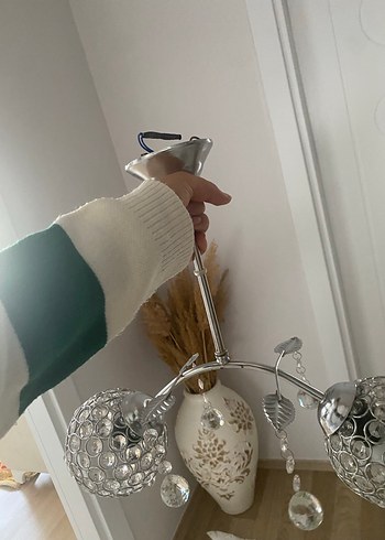 Kristal Detaylı Beyaz Tavan Lambası - Görsel 2