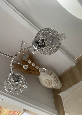 Kristal Detaylı Beyaz Tavan Lambası - Görsel 6