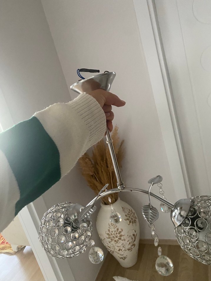 Kristal Detaylı Beyaz Tavan Lambası - Görsel 2