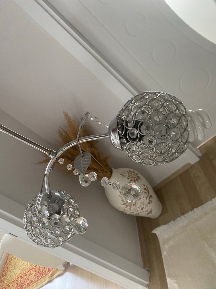 Kristal Detaylı Beyaz Tavan Lambası - Görsel 4