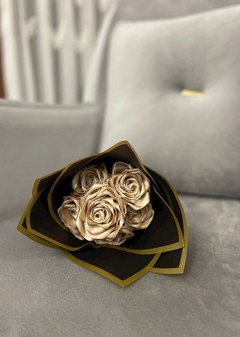 Bej Çiçekli Fırfırlı Kadın Broş - Görsel 8