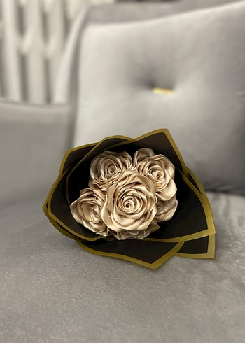 Bej Çiçekli Fırfırlı Kadın Broş - Görsel 7