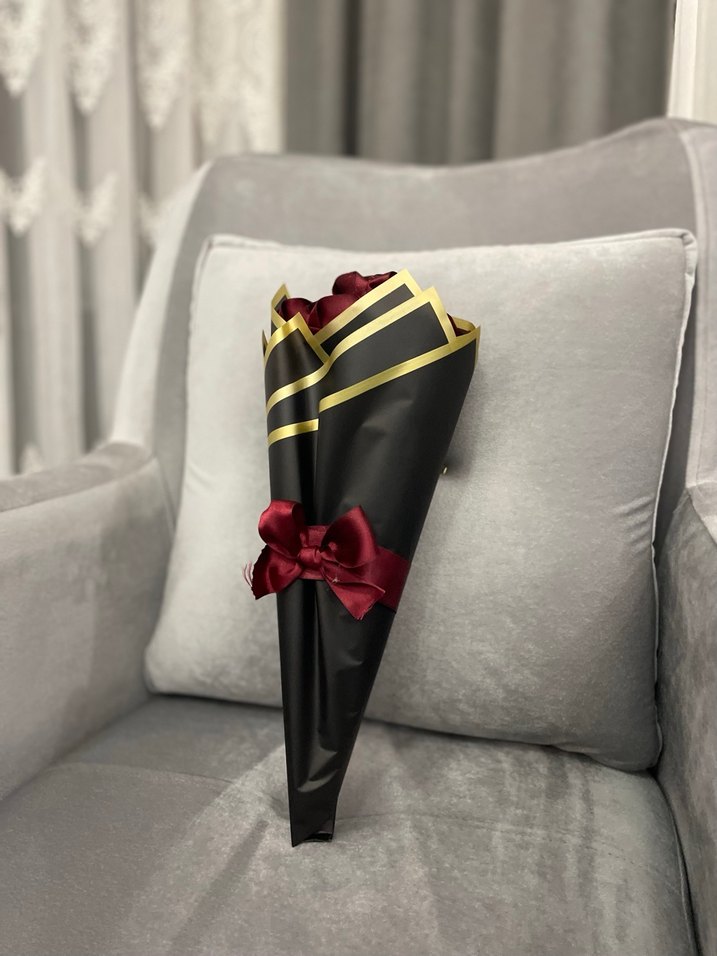 Koyu Bordo Gül Buketi - Görsel 4