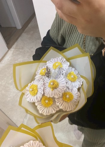 Bohem Tarzda Sarı Beyaz Çiçek Buketi - Görsel 2