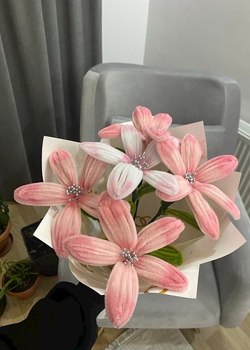 Pastel Pembe Yapay Çiçek Buketi - Görsel 3