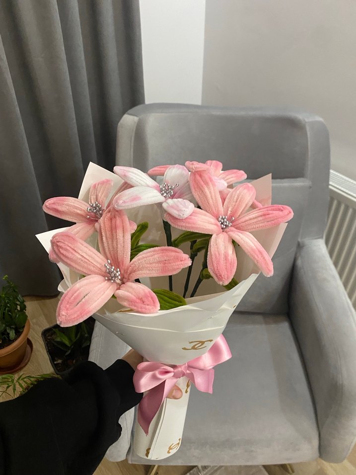 Pastel Pembe Yapay Çiçek Buketi - Görsel 2