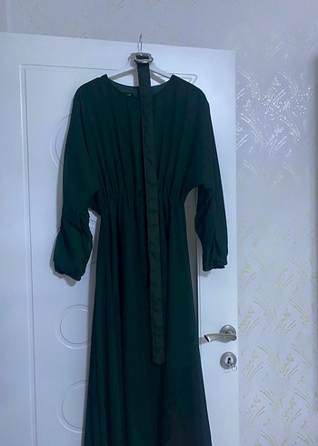 Uzun Kollu Yeşil Salaş Elbise - Görsel 4