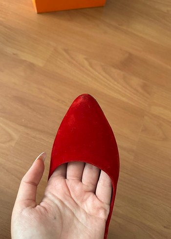 37 Beden Kırmızı Süet Stiletto Kadın Topuklu Ayakkabı