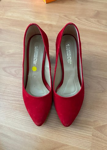 Kırmızı Süet Stiletto Kadın Topuklu Ayakkabı