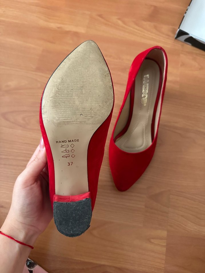 Kırmızı Süet Stiletto Kadın Topuklu Ayakkabı - Görsel 3