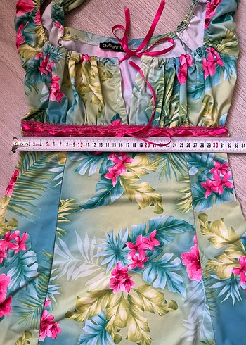 Turkuaz Pastel Desenli deniz  Elbisesi - Görsel 4