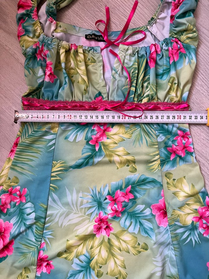 Turkuaz Pastel Desenli deniz  Elbisesi - Görsel 4