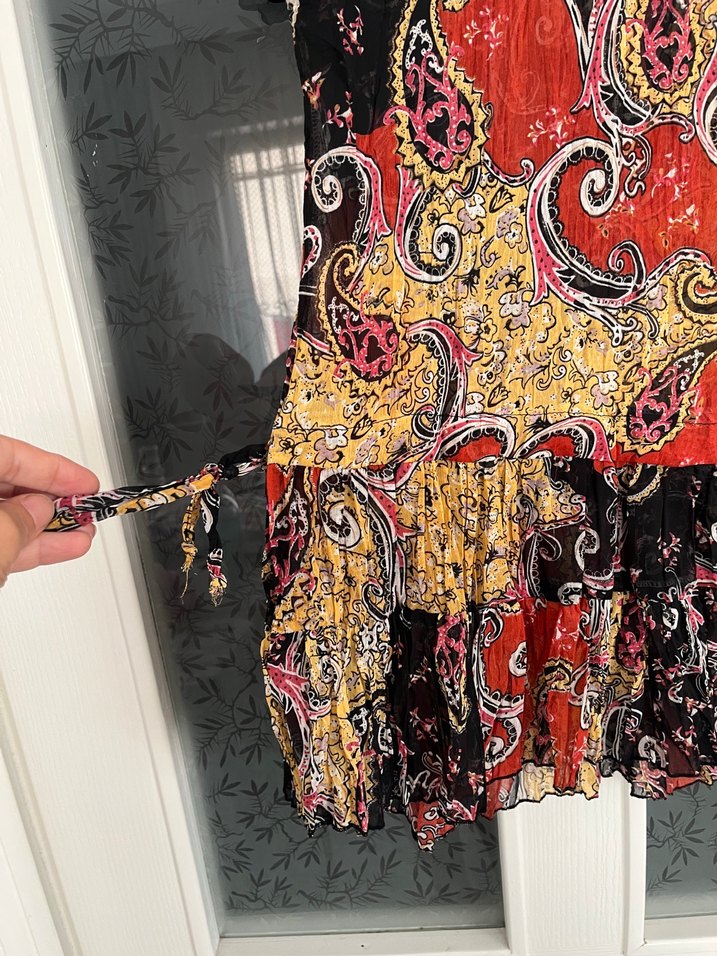 Desenli Kısa Kollu Bohem Mini Tunik - Görsel 3