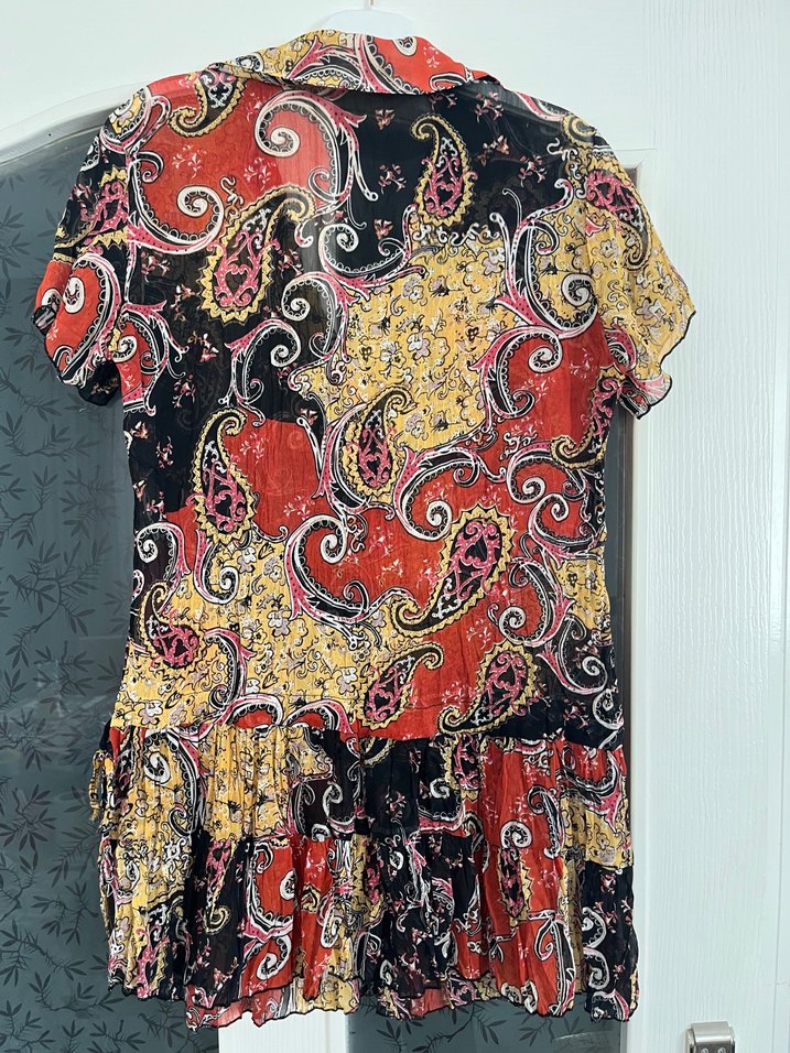 Desenli Kısa Kollu Bohem Mini Tunik - Görsel 2