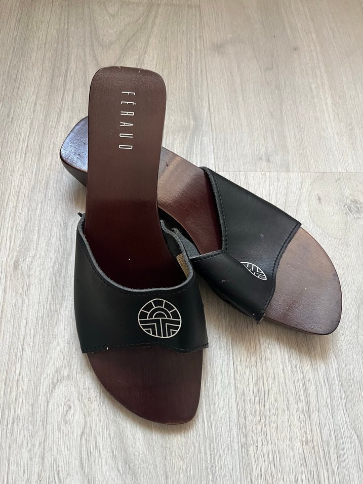 Orijinal Louıs  FERAUD Kahverengi Dolgu Topuklu Kadın Terlik - Görsel 2