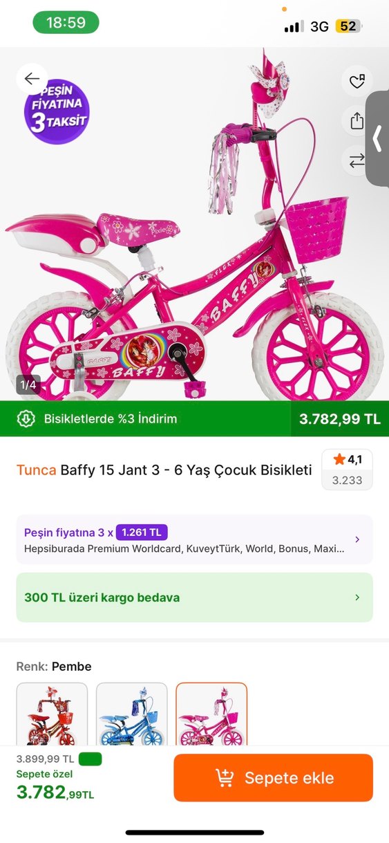 Pembe Çocuk Üç Tekerlekli Bisiklet - Görsel 4