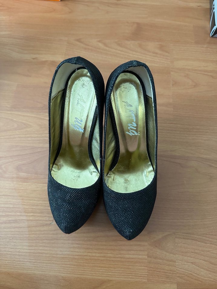 Siyah Yılan Desenli Stiletto Topuklu Kadın Ayakkabı - Görsel 4