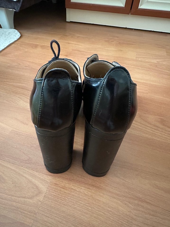 Siyah Rugan Platform Topuklu Gotik Bot - Görsel 4