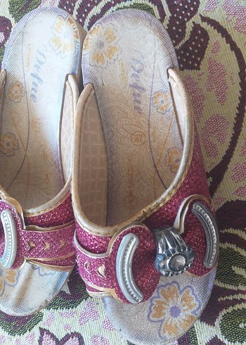 LC Waikiki Bordo Yılan Desenli Tokalı Kız Babet