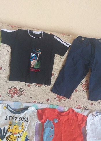 2 Yaş Beden Renkli Kısa Kollu Bebek Erkek Takımı