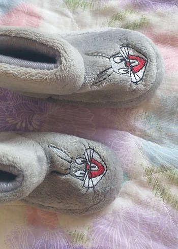 Nakışlı Gri Kız Çocuk Ev Terliği - Görsel 5