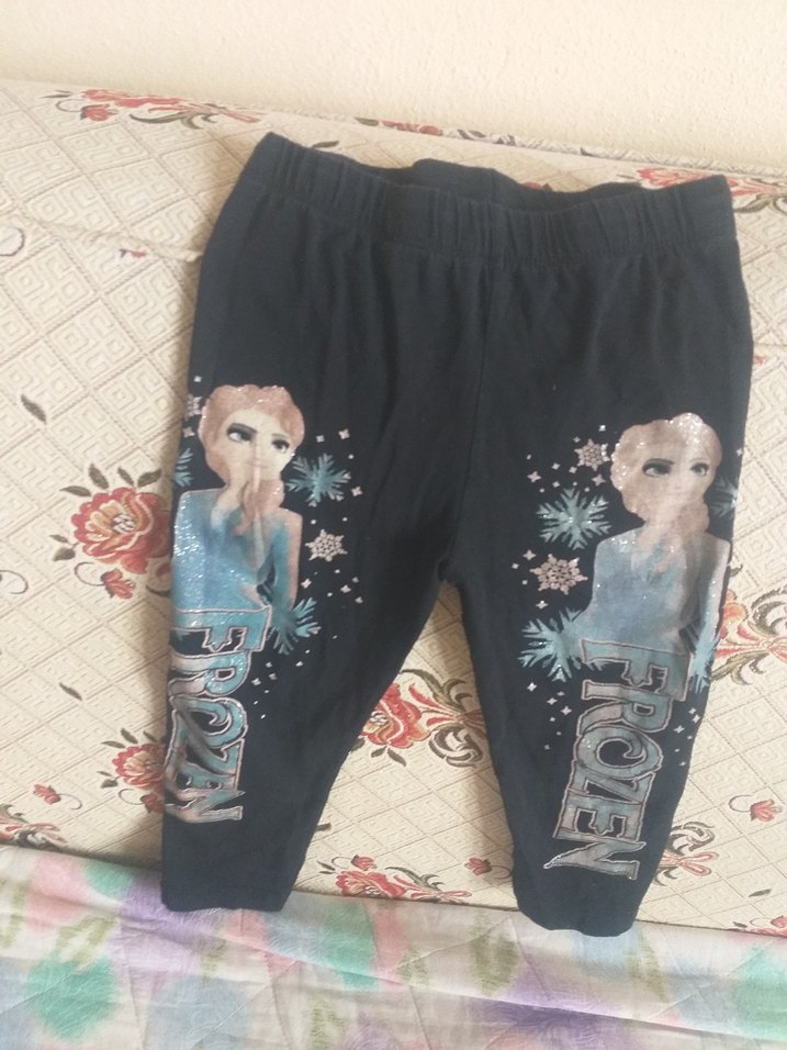 Kız Çocuk Siyah Frozen Baskılı Tayt - Görsel 2