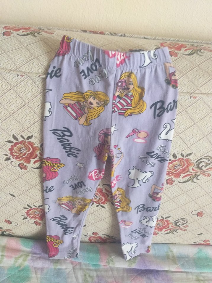 Baskılı Mor Kız Taytı Elastik Bel - Görsel 2