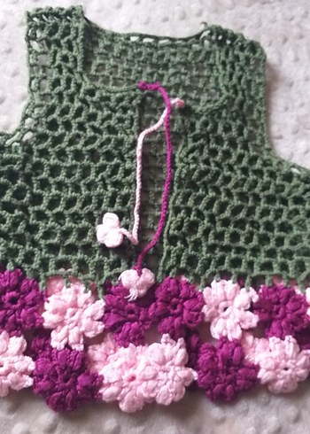 Çiçek İşlemeli Bohem Kız Çocuk Triko Yelek - Görsel 2