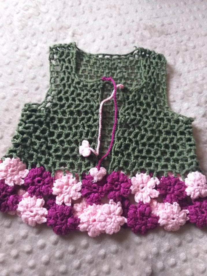 Çiçek İşlemeli Bohem Kız Çocuk Triko Yelek - Görsel 3