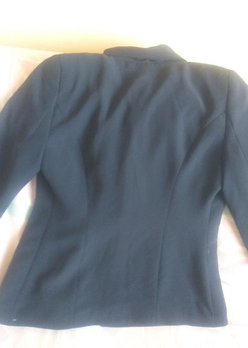 Lacivert Kadın Düğmeli Midi Blazer Ceket - Görsel 9