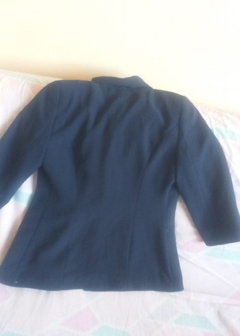 Lacivert Kadın Düğmeli Midi Blazer Ceket - Görsel 8