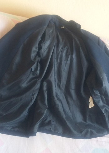 Lacivert Kadın Düğmeli Midi Blazer Ceket - Görsel 3