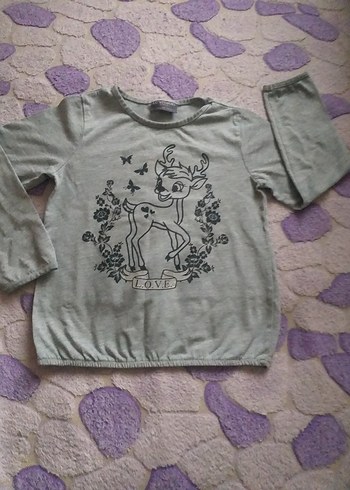 Gri Kız Çocuk Uzun Kollu Baskılı Tişört - Görsel 3