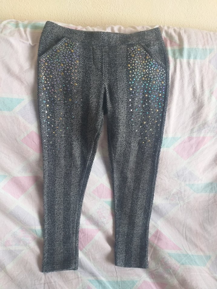 Kız Çocuk Gri Pul Detaylı Jean Tayt - Görsel 3