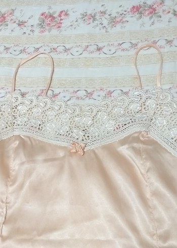 xs Beden pembe Renk Pembe Mini Vintage Kadın Saten Pijama takımı