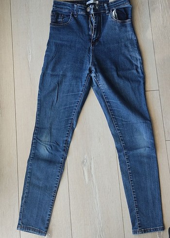 29 Beden Kadın Mavi Denim Midi Boy Jean