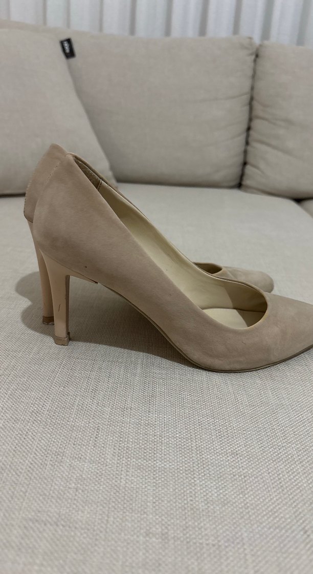 Bej Süet Stiletto Kadın Ayakkabı - Görsel 2