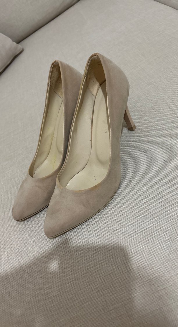 Bej Süet Stiletto Kadın Ayakkabı - Görsel 3